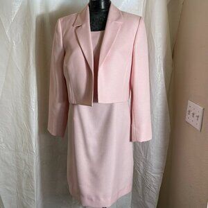 Le Suit Pink Dress Suit Sleeveless Sheath Dress & Open Bolero Blazer Jacket 14
